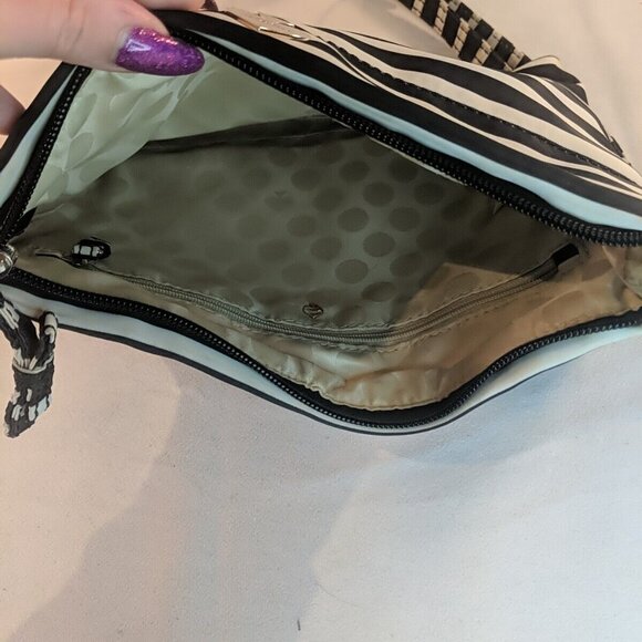 Kate Spade Flatiron Cammy Striped Nylon Shoulder Bag Purse Black White Crossbody - Picture 10 of 16